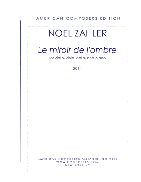 Zahler Le Miroir De Lombre Sheet Music