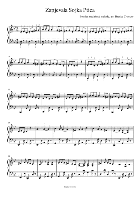 Free Sheet Music Zapjevala Sojka Ptica