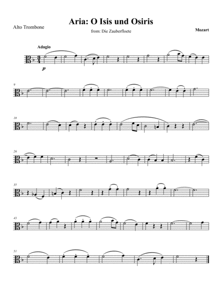 Zarastros Aria From The Magic Flute Sheet Music