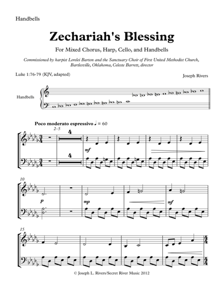 Zechariahs Blessing Handbell Parts Sheet Music