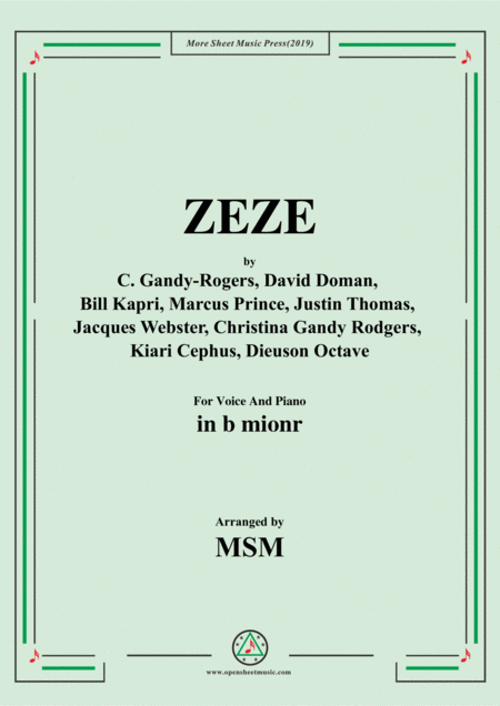 Free Sheet Music Zeze In B Mionr For Voice And Piano