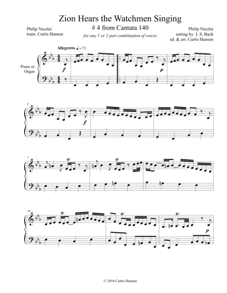 Zion Hears The Watchmen Singing 1 Or 2 Part Sheet Music