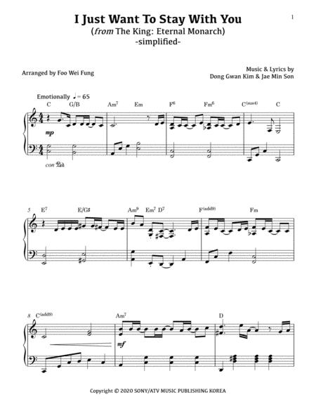 Ziont I Just Want To Stay With You Simplified Sheet Music