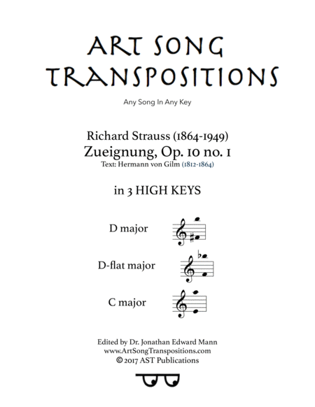 Zueignung Op 10 No 1 In 3 High Keys D D Flat C Major Sheet Music