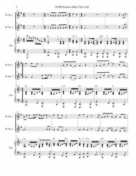10 000 Reasons Bless The Lord Duet For Bb Trumpet Page 2