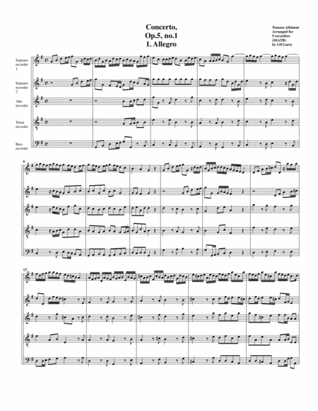 12 Concerti Op 5 Arrangements For 5 Recorders Page 2