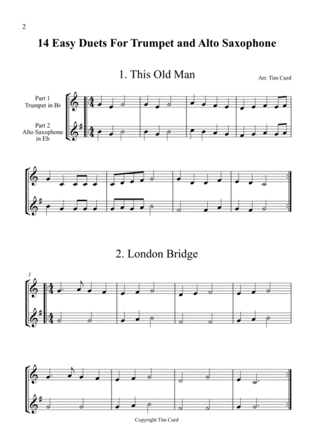 14 Easy Duets For Trumpet And Alto Saxophone Page 2