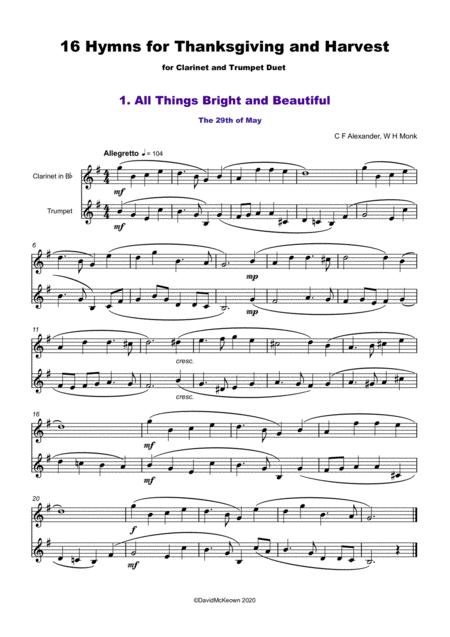 16 Favourite Hymns For Thanksgiving And Harvest For Clarinet And Trumpet Duet Page 2