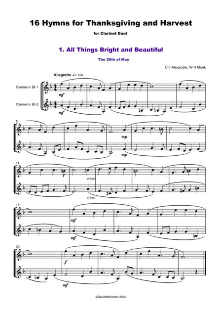 16 Favourite Hymns For Thanksgiving And Harvest For Clarinet Duet Page 2
