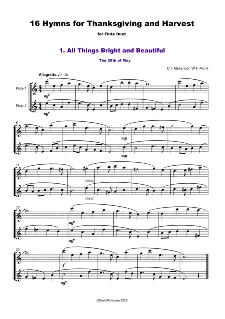 16 Favourite Hymns For Thanksgiving And Harvest For Flute Duet Page 2