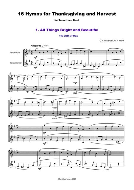 16 Favourite Hymns For Thanksgiving And Harvest For Tenor Horn In E Flat Duet Page 2