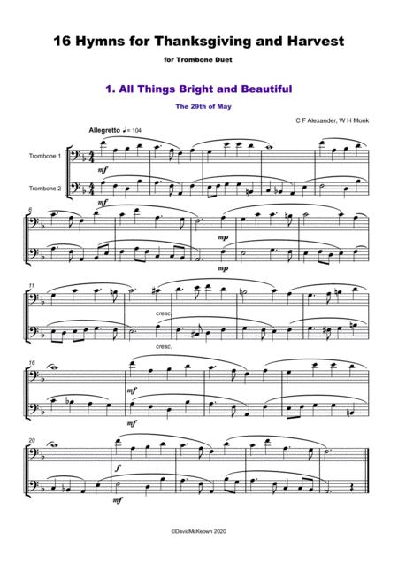 16 Favourite Hymns For Thanksgiving And Harvest For Trombone Duet Page 2