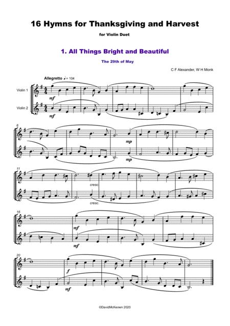 16 Favourite Hymns For Thanksgiving And Harvest For Violin Duet Page 2