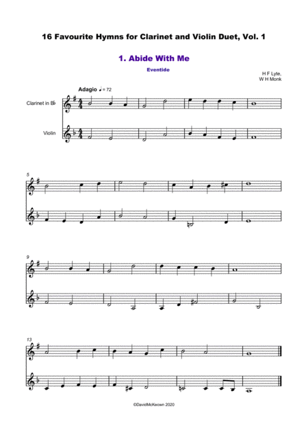 16 Favourite Hymns Vol 1 For Clarinet And Violin Duet Page 2