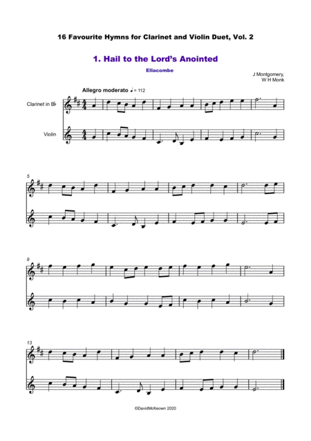 16 Favourite Hymns Vol 2 For Clarinet And Violin Duet Page 2
