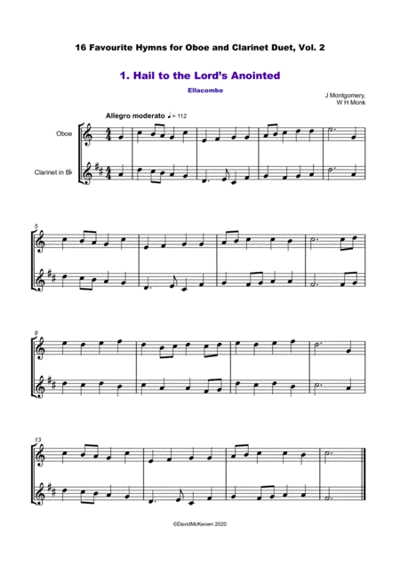 16 Favourite Hymns Vol 2 For Oboe And Clarinet Duet Page 2