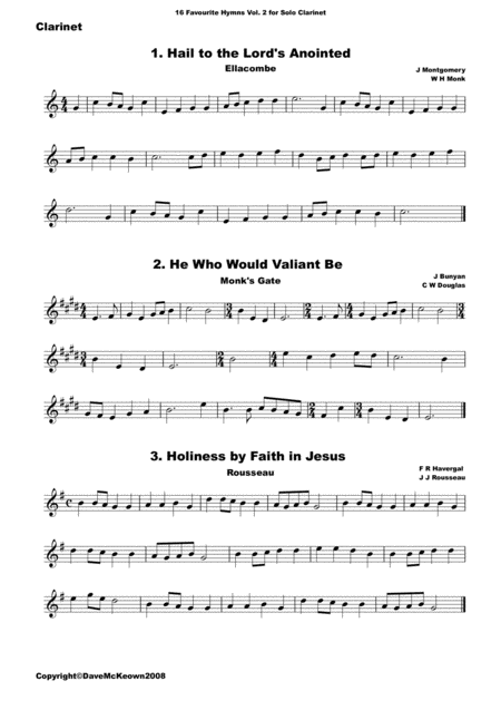 16 Favourite Hymns Vol 2 For Solo Clarinet Page 2