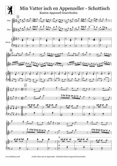 16 Swiss Folk Tune For Two Flutes And Piano Min Vatter Isch En Appenzeller Schottisch Canton Appenzell Innerrhoden Page 2