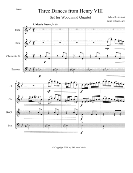 3 Dances From Henry Viii Set For Woodwind Quartet Page 2