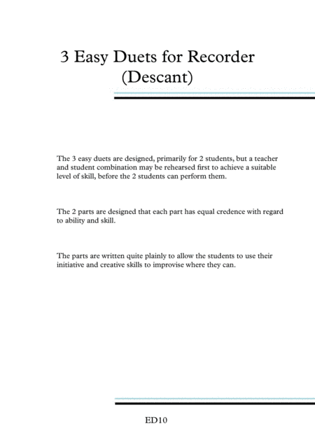 3 Easy Duets For Descant Recorder Page 2