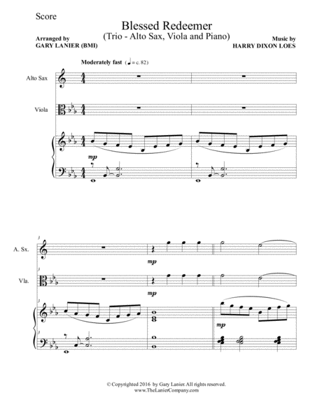 3 Favorite Hymns Trio Alto Sax Viola Piano With Score Parts Page 2