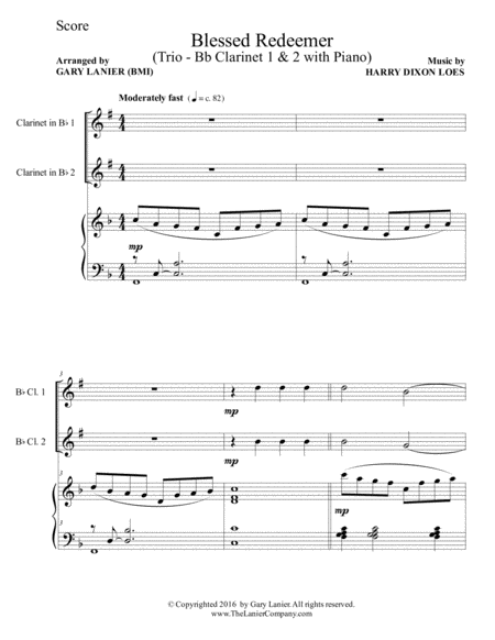 3 Favorite Hymns Trio Bb Clarinet 1 Bb Clarinet 2 Piano With Score Parts Page 2