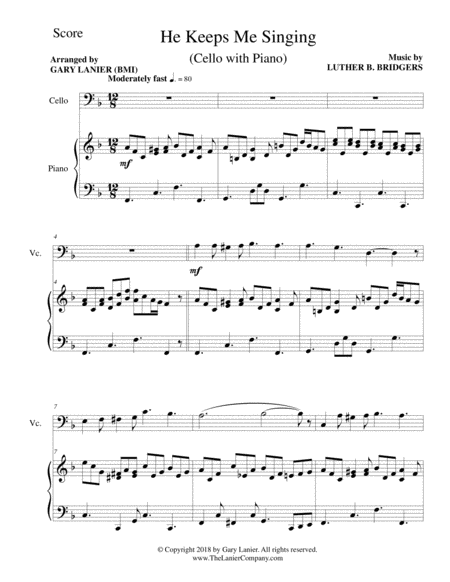 3 Gospel Hymn Favorites For Cello Piano With Score Parts Page 2