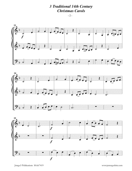 3 Traditional 14th Century Christmas Carols For 2 Violins Cello Page 2