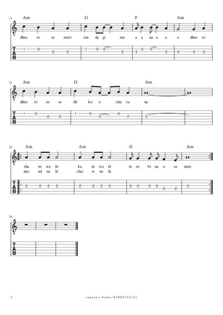 35 Bollywood Hits Sheetmusic With Guitar Tabs And Sargam Notes Page 2