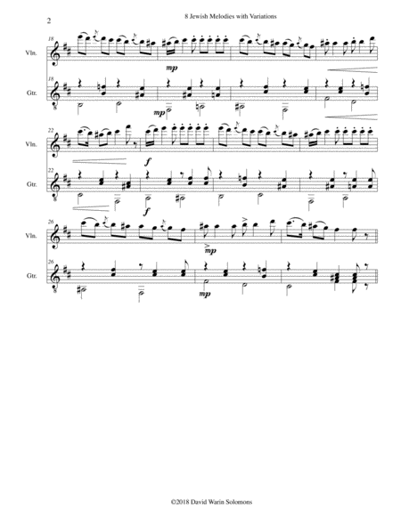 8 Jewish Melodies With Variations For Violin And Guitar Page 2