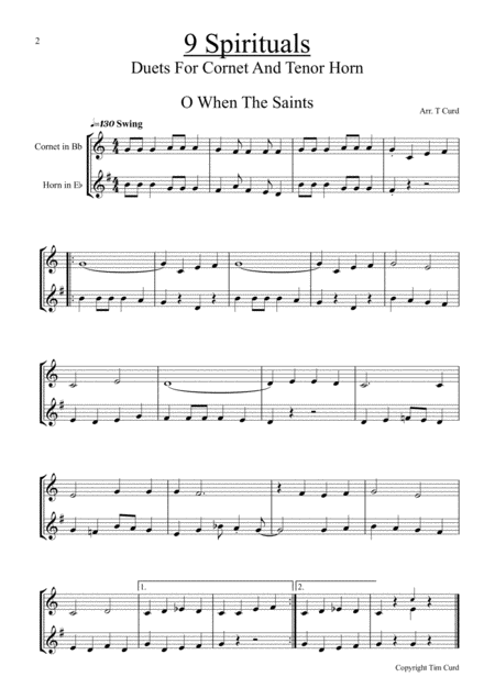 9 Spirituals Duets For Cornet And Tenor Horn Page 2