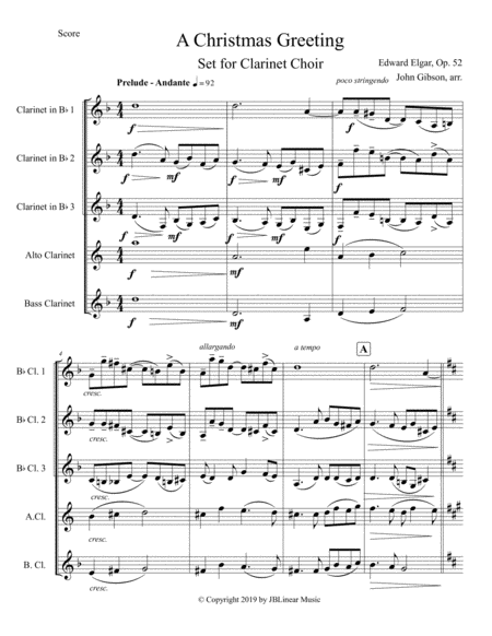 A Christmas Greeting By Edward Elgar Set For Clarinet Choir Page 2