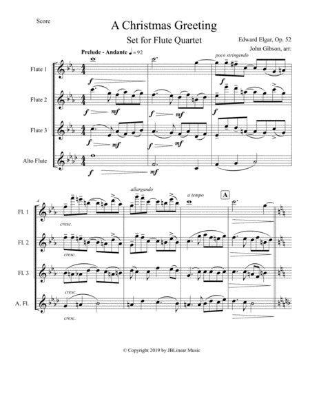 A Christmas Greeting By Edward Elgar Set For Flute Quartet Page 2