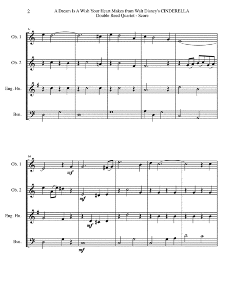 A Dream Is A Wish Your Heart Makes From Walt Disneys Cinderella For Double Reed Quartet Page 2