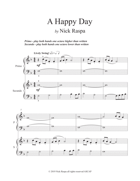 A Happy Day Elementary Jazz Piano Duet Page 2