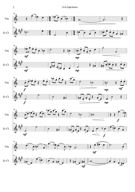 A La Japonaise For Violin And Eflat Clarinet Page 2