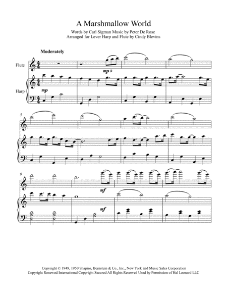 A Marshmallow World Arranged For Lever Harp And Flute Page 2