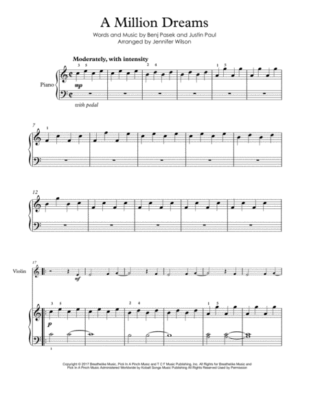 A Million Dreams Easy Violin Piano C Page 2