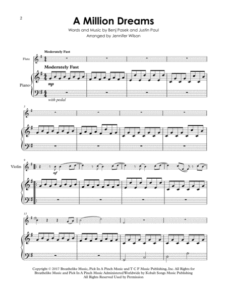 A Million Dreams Flute Piano Early Intermediate Page 2