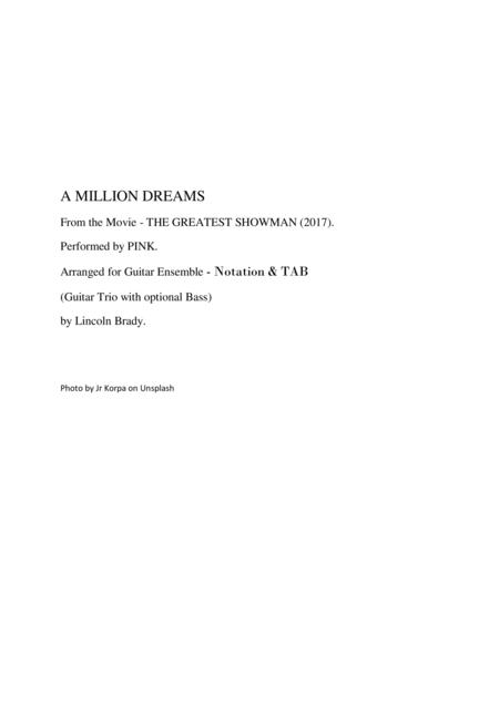 A Million Dreams Guitar Ensemble Notation Tab Page 2