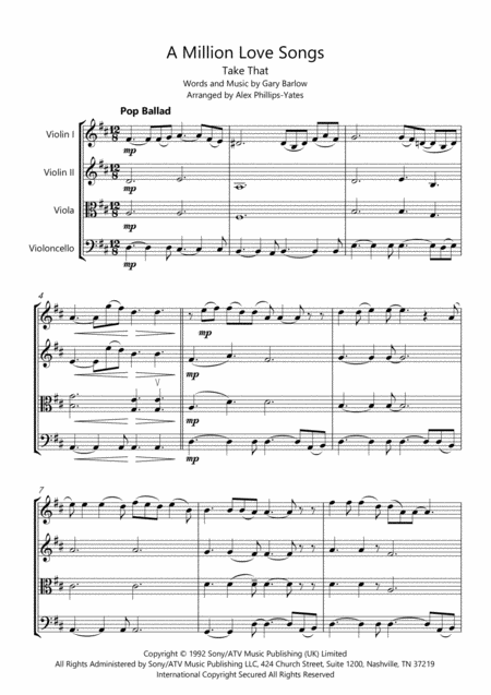 A Million Love Songs By Take That String Quartet Page 2