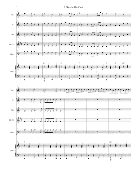 A Place In The Choir For Woodwind Quartet And Piano Page 2