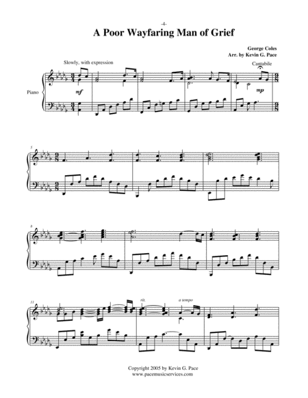 A Poor Wayfaring Man Of Grief Advanced Piano Solo Page 2