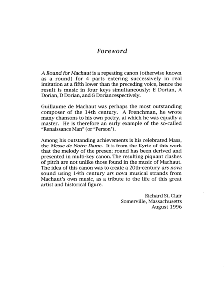 A Round For Machaut A Perpetual Canon In Four Keys For Satb Voices A Capella Page 2