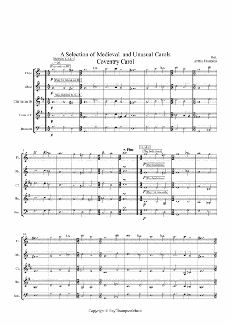 A Selection Of Medieval And Unusual Carols For Wind Quintet Page 2