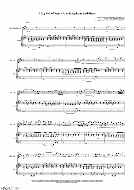 A Sky Full Of Stars For Alto Saxophone And Piano Page 2