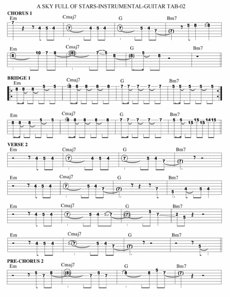 A Sky Full Of Stars Instrumental Guitar Tab G Major Page 2