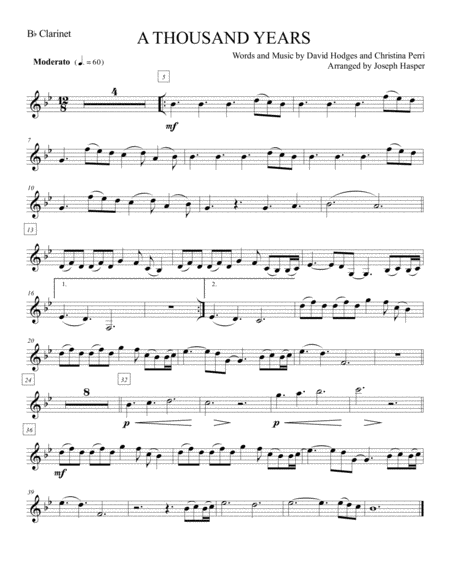 A Thousand Years Clarinet And Piano Page 2