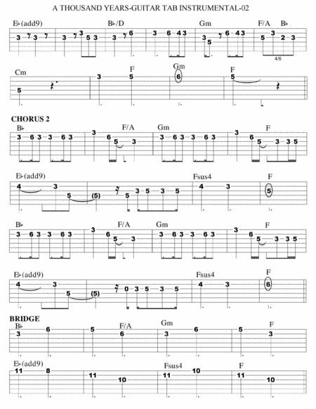 A Thousand Years Instrumental Guitar Tab Page 2