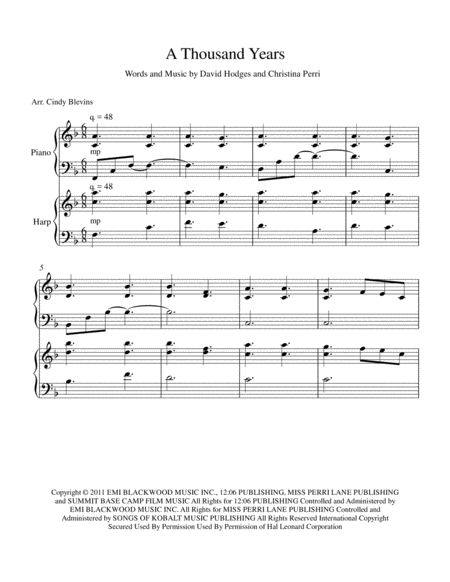 A Thousand Years Piano And Harp Duet Page 2